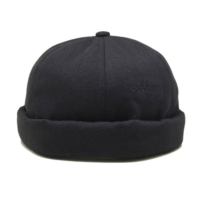 Custom 6 Panel Leather Back Strap Cotton Embroidery Logo Docker Hat Brimless Cap
