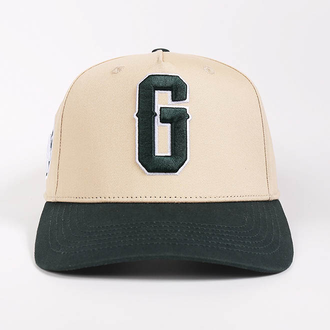 Custom 5 Panel Cotton 2 Tone 3D Embroidery Logo Curved Brim Hat Baseball Cap