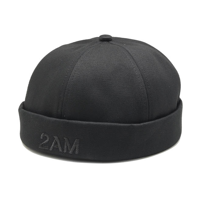 Custom Men 6 Panel Cotton 3D Embroidery Logo Docker Hat Brimless Cap