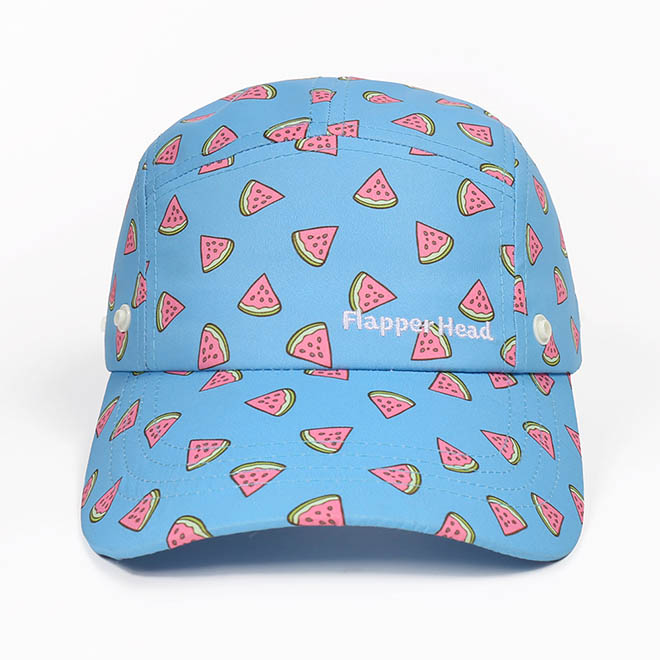 Custom Polyester 5 Panel Hat Sublimation Printed Embroidery Logo Camp Cap