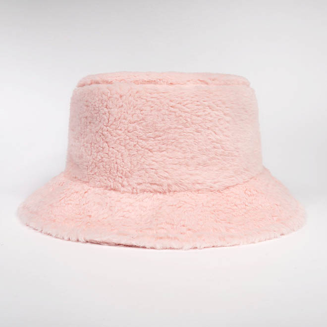 Custom Winter Warm Women Fur Embroidery Logo Cartoon Bucket Hat