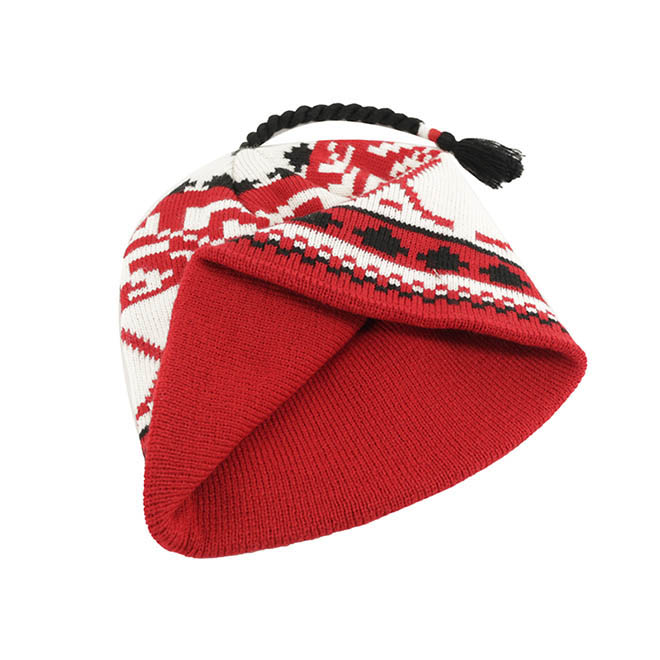 Custom Women Warm Two Tone Embroidery Logo Knitted Cap Winter Hat