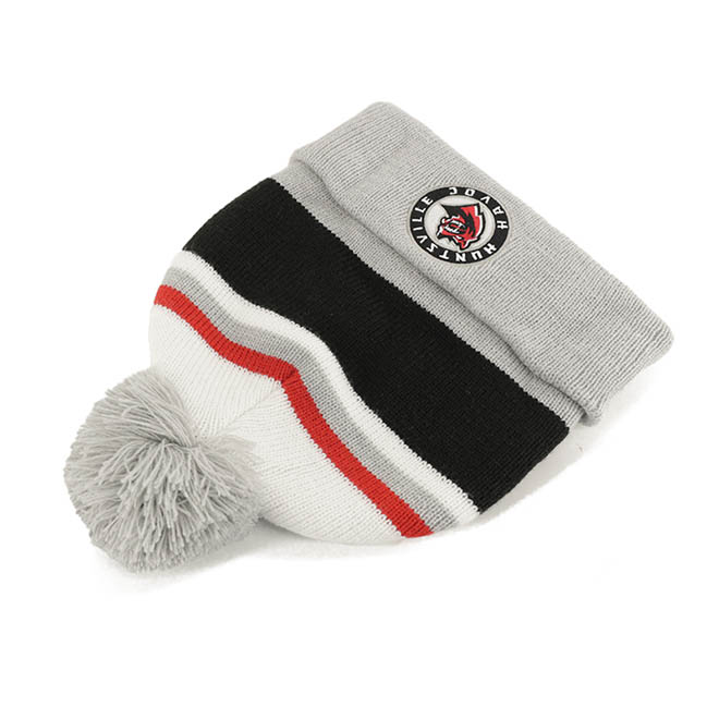 Custom Design Two Tone Embroidery Logo Pom Warm Knitted Cap Winter Hat