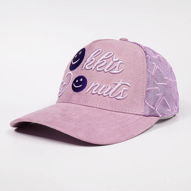 Custom 5 Panel Suede 3D Embroidery Logo Women Mesh Cap Trucker Hat