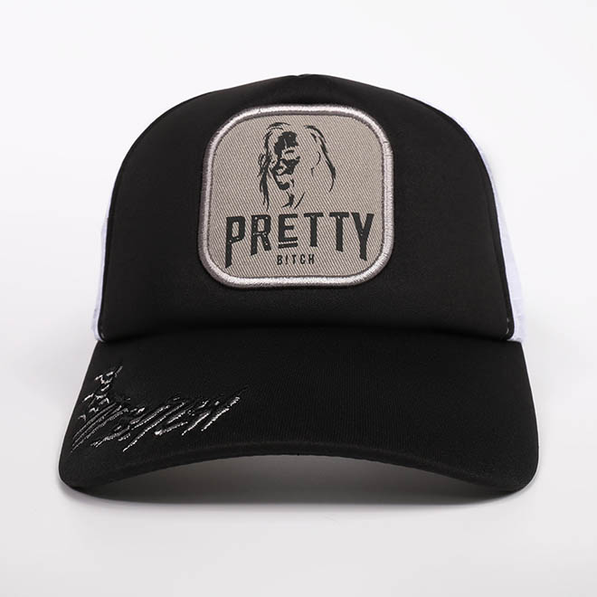 Custom 5 Panel 3D Embroidery Logo Applique Foam Mesh Cap Trucker Hat