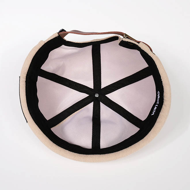 Custom 6 Panel Corduroy Woven Label Patch Logo Leather Back Strap Docker Hat Brimless Cap