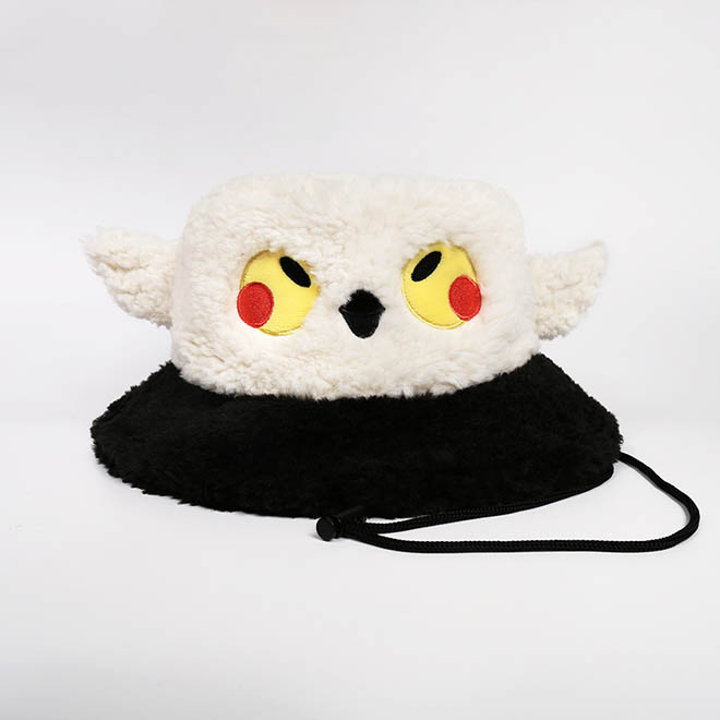 Custom Women Faux Fur Embroidery Logo Wide Brim Rope Winter Bucket Hat