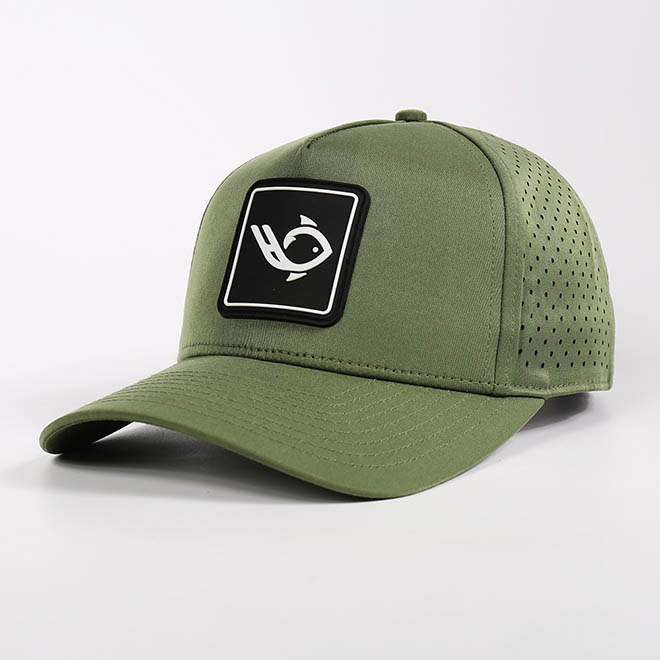 Custom 5 Panel Polyester Laser Cut Hole PVC Patch Logo Men Women Baseball Cap