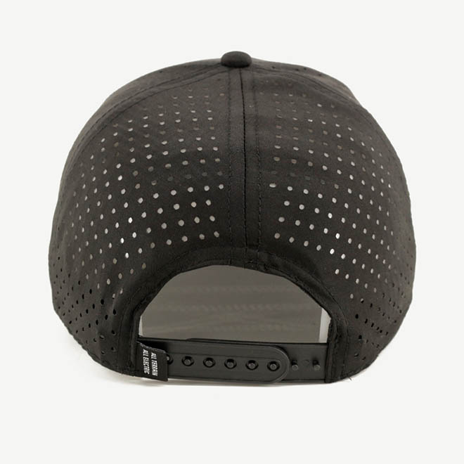 Custom 5 Panel Polyester Leather Patch Logo Laser Cut Hole Baseball Hat Sports Cap