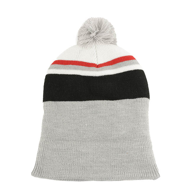 Custom Design Two Tone Embroidery Logo Pom Warm Knitted Cap Winter Hat