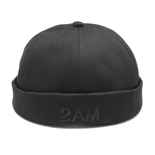 Custom Men 6 Panel Cotton 3D Embroidery Logo Docker Hat Brimless Cap