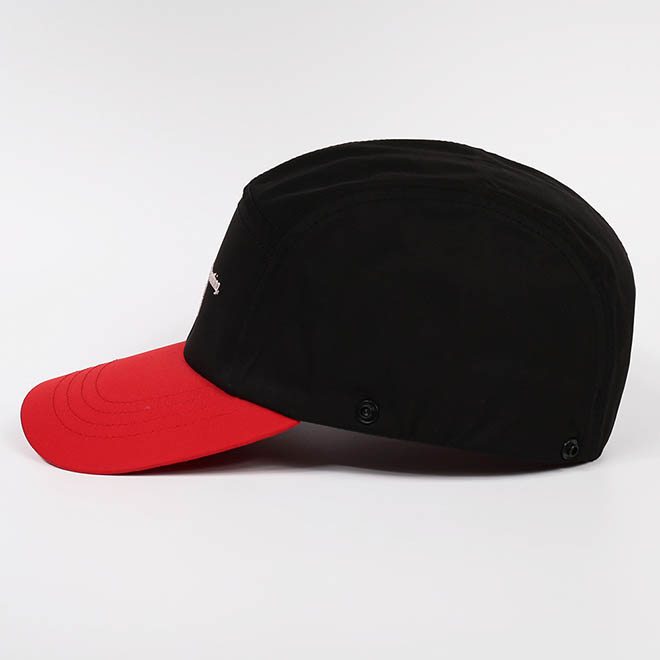 Custom Winter Polyester 5 Panel Hat TPU Patch Logo Curved Brim Camp Cap