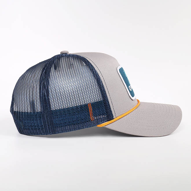 Custom 5 Panel Cotton Embroidery Patch Logo Applique Rope Mesh Cap Trucker Hat
