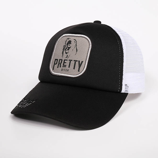 Custom 5 Panel 3D Embroidery Logo Applique Foam Mesh Cap Trucker Hat