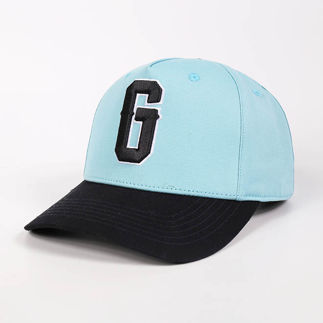 Custom 5 Panel Cotton 2 Tone 3D Embroidery Logo Curved Brim Hat Baseball Cap