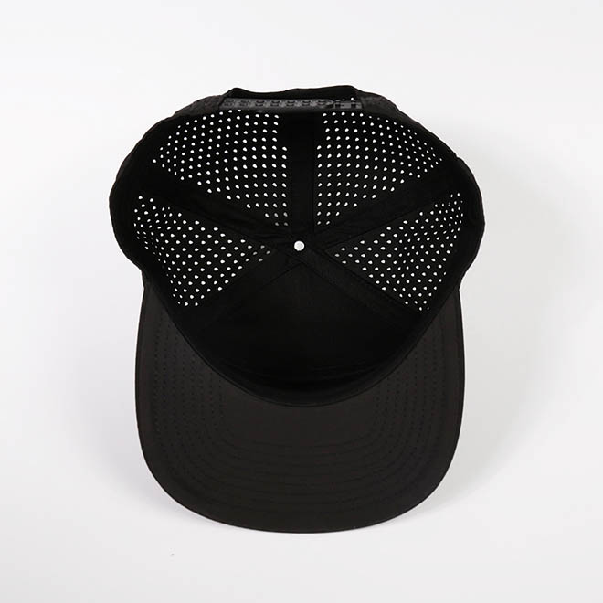 Custom 7 Panel Polyester TPU Patch Logo Laser Cut Hole Flat Brim Hat Snapback Cap