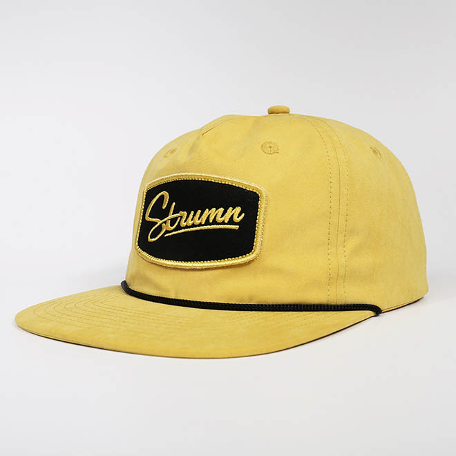 Custom 5 Panel Unstructured Cotton Polyester Woven Patch Applique Logo Flat Brim Hat Snapback Cap