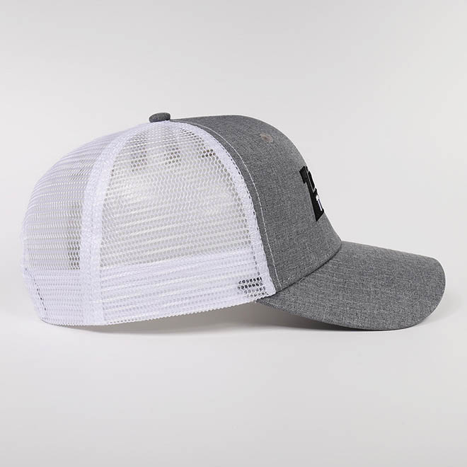 Custom 6 Panel Hemp Embroidery Logo Curved Brim Men Mesh Cap Trucker Hat