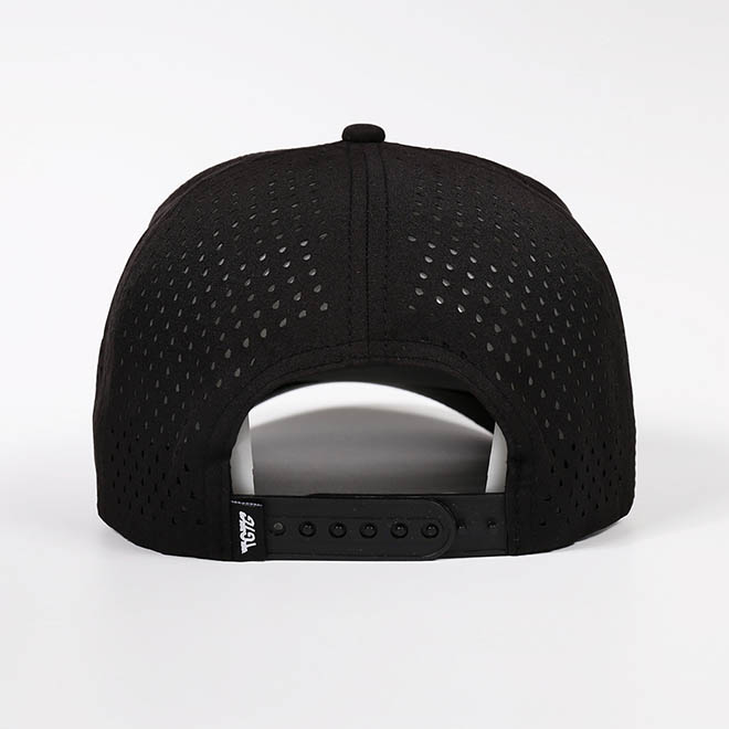 Custom 5 Panel Polyester Silkscreen Printed Logo Laser Cut Hole Hat Baseball Cap