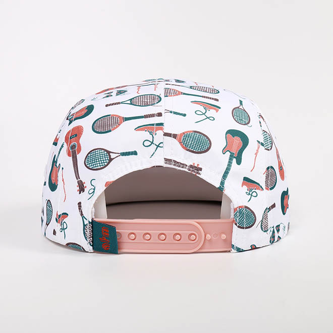 Custom 5 Panel Hat Polyester Sublimation Printed Leather Patch Logo Suede Brim Camp Cap