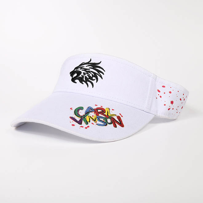 Custom Cotton 3D Embroidery Logo Silk Screen Print Brim Sun Visor Hat