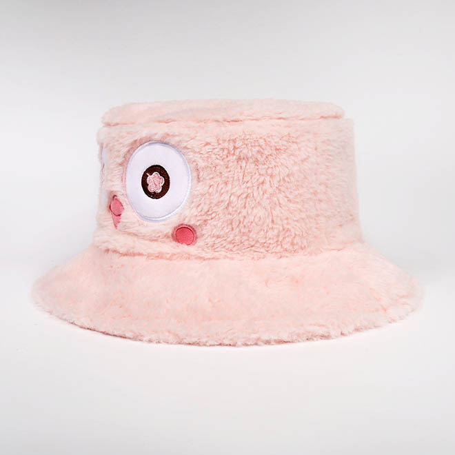 Custom Winter Warm Women Fur Embroidery Logo Cartoon Bucket Hat
