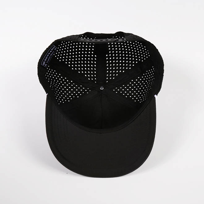 Custom 5 Panel Polyester Laser Cut Hole Embroidery Logo Baseball Cap Hat With Rope